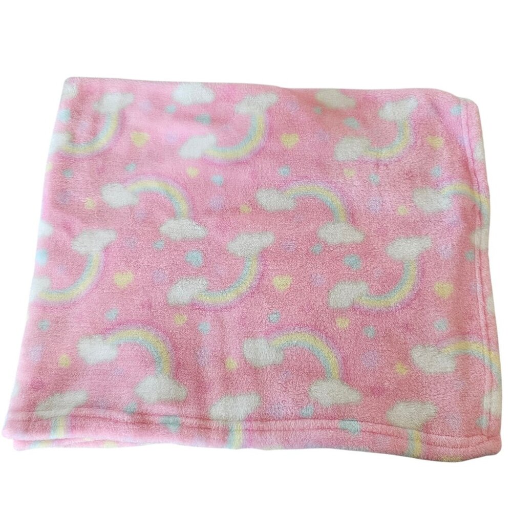 Baby Starters Pink‎ Rainbows Clouds Hearts Blanket Security Lovey Soft Plush HTF